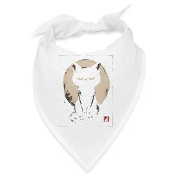 Schwarze Katze Halloween Vollmond - Bandana - Weiß - Vorne