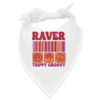 Raver Trippig Groovy Hippie Pilz-Rave - Bandana - Weiß - Vorne