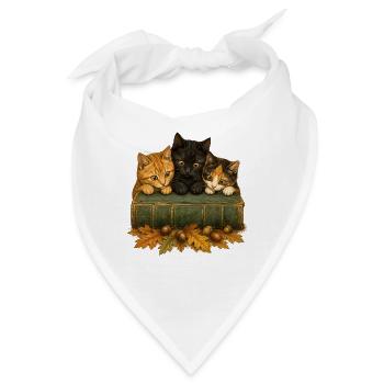 Lesende Katzen Bücherfreund Bibliothek Cottagecore - Bandana - Weiß - Vorne