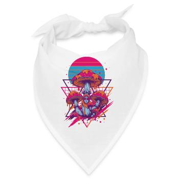 Psychedelische Festival-Hippie-Pilz-Batik-Pilze - Bandana - Weiß - Vorne