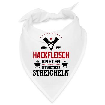 Hackfleisch kneten Tiere streicheln Grillsprüche - Bandana - Weiß - Vorne
