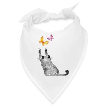 Katzen Katzenmutter Katzenkind Katze Herz - Bandana - Weiß - Vorne