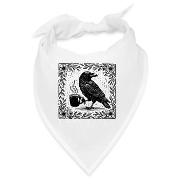 Rabe Kaffee Krähe Folk Art - Bandana - Weiß - Vorne