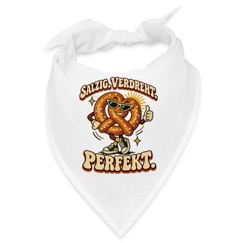 Salzig. Verdreht. Perfekt. Lustige Brezel - Bandana - Weiß - Vorne
