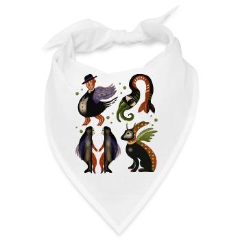 Fabelhafte Vogelwesen Quartett - Bandana - Weiß - Vorne
