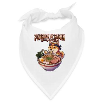 Powered By Ramen - Retro 90s Anime Shiba Inu - Bandana - Weiß - Vorne