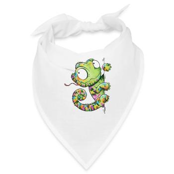 Buntes Chamäleon Reptil Farbwechsel Cartoon Tier H - Bandana - Weiß - Vorne
