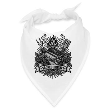 Sacred Brisket – BBQ Tattoo BBQ Design - Bandana - Weiß - Vorne
