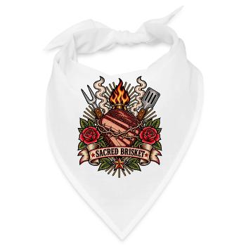 Sacred Brisket – BBQ Tattoo Pitmaster Design - Bandana - Weiß - Vorne