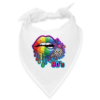 Regenbogenlippen 90er Disco - Bandana - Weiß - Vorne