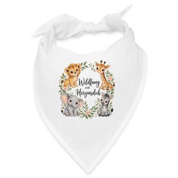 Wildfang und Herzensdieb Safari Tiere Aquarell - Bandana - Weiß - Vorne