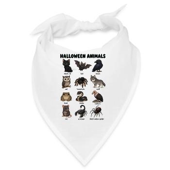  Halloween Tierdiagramm Schwarze Katze Fledermaus - Bandana - Weiß - Vorne