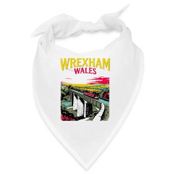 City Vintage Travel Poster Wrexham Wales Novelty - Bandana - Weiß - Vorne