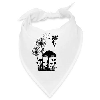 Schmetterlingdesign Pusteblumen Wiese Herzen Feen - Bandana - Weiß - Vorne
