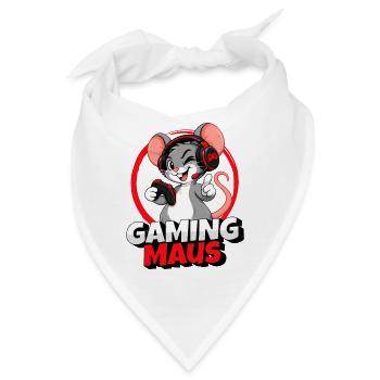 Gaming Maus Gamer Cartoon mit Headset - Bandana - Weiß - Vorne