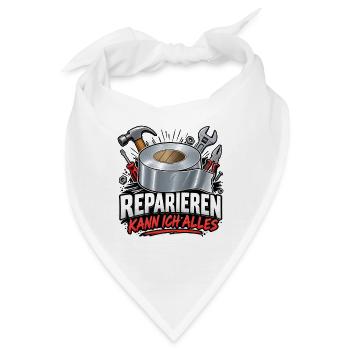 Reparieren kann ich alles – Handwerker Werkzeug  - Bandana - Weiß - Vorne