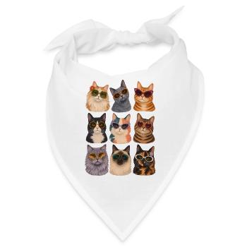 Retro Cats Sunglasses Groovy 70s Cat Mom Gift - Bandana - Weiß - Vorne