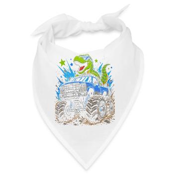 Dino Monster Truck Abenteuer - Bandana - Weiß - Vorne