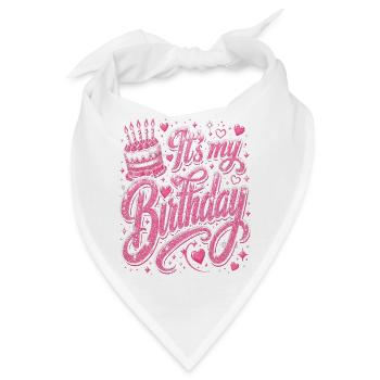 Mein Geburtstag Glitzerrosa Jubel - Bandana - Weiß - Vorne