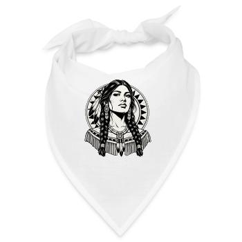 Indigene Frau mit Federschmuck Vintage - Bandana - Weiß - Vorne