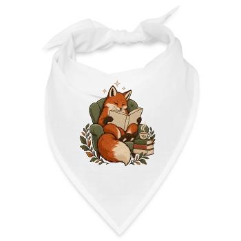 Lesender Fuchs im Sessel – Gemütliche Bücherliebe - Bandana - Weiß - Vorne