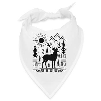 Hirsch in Kiefern-Silhouette - Bandana - Weiß - Vorne