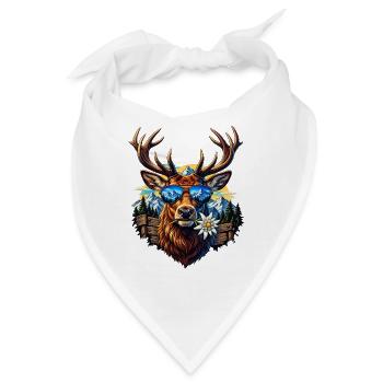 Hirsch Sonnenbrille Edelweiss Volksfest Tracht - Bandana - Weiß - Vorne