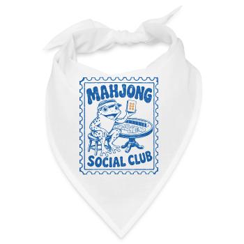  Mahjong Sozialer Club Frosch Retro Briefmarken - Bandana - Weiß - Vorne