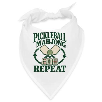  Pickleball Mahjong Wiederholung Schläger Fliesen - Bandana - Weiß - Vorne
