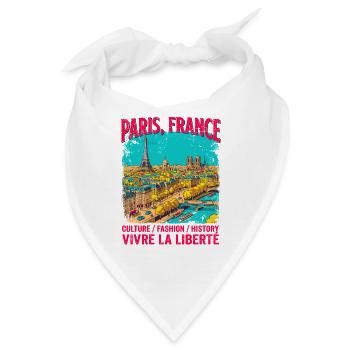 La Paris France Skyline Vintage Travel Poster - Bandana - Weiß - Vorne