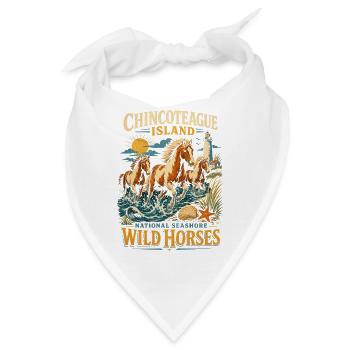 Chincoteague Wildpferde am Leuchtturm - Bandana - Weiß - Vorne