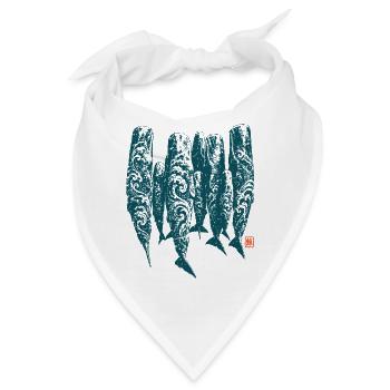 Schlafende Wale, Maori Wellen Tattoos - Bandana - Weiß - Vorne