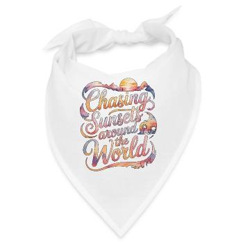 Travel Photographer Chasing Sunsets Around Camera - Bandana - Weiß - Vorne