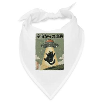 UFO Katze Begegnung im All - Bandana - Weiß - Vorne