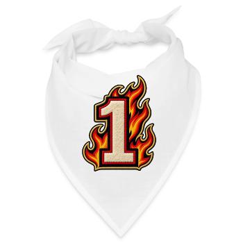 Zahl 1 im Flammen Patch-Look  - Bandana - Weiß - Vorne