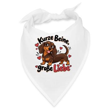 Kurze Beine, große Liebe Dackel - Bandana - Weiß - Vorne
