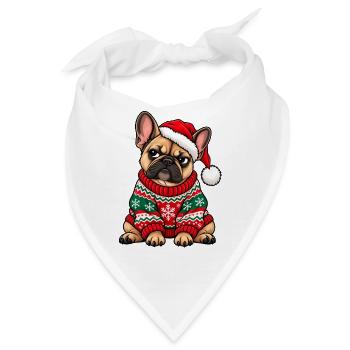 Weihnachten Bulldogge Frenchie Hund Geschenk - Bandana - Weiß - Vorne