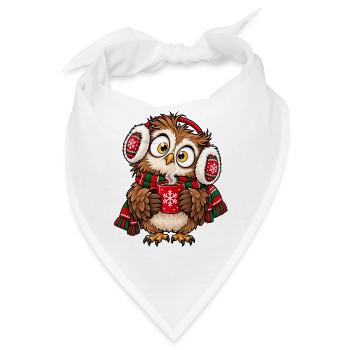 Weihnachten Eule Kakao Winter Geschenkidee - Bandana - Weiß - Vorne