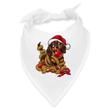 Weihnachten Dackel Hund Geschenkidee - Bandana - Weiß - Vorne