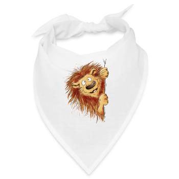 Lustiger Löwe tum die Ecke I Löwenmotiv Wildtier - Bandana - Weiß - Vorne