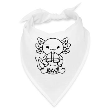 Süßer Axolotl Bubble Tea Umriss Kawaii Boba Drink - Bandana - Weiß - Vorne