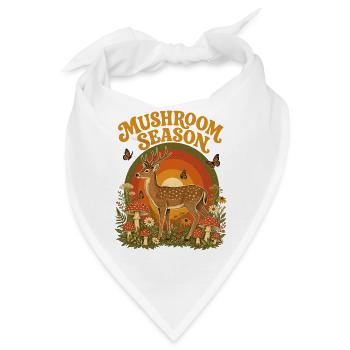 Pilzsaison Hirsch Retro Wald Sammeln Wildblumen - Bandana - Weiß - Vorne