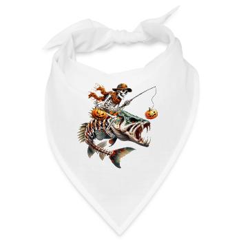 Skelettpirat auf Feuriger Monsterfisch - Bandana - Weiß - Vorne
