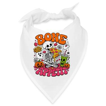 Bone Appetit lustiges Halloween-Skelett isst Pizza - Bandana - Weiß - Vorne