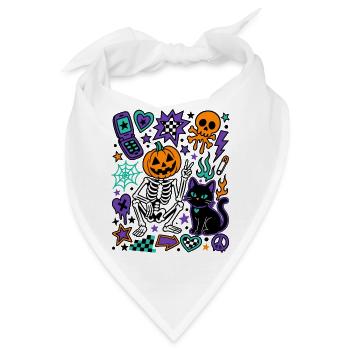 Y2K Gruseliges Halloween-Kürbisskelett - Bandana - Weiß - Vorne