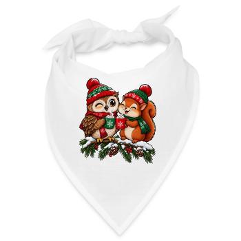 Weihnachten Eule Eichhörnchen Kakao Geschenk - Bandana - Weiß - Vorne
