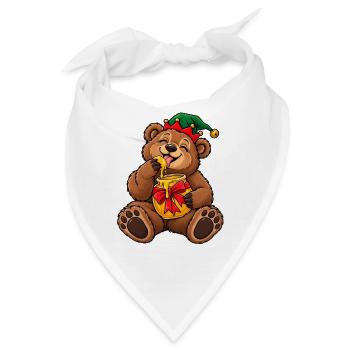 Weihnachten Bär Honigtopf Wichtel Geschenk - Bandana - Weiß - Vorne