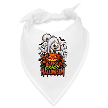 Happy Crazy Halloween Cat – Spooky Pumpkin  - Bandana - Weiß - Vorne