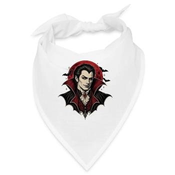 Vampir vor rotem Mond – Gothic Halloween - Bandana - Weiß - Vorne