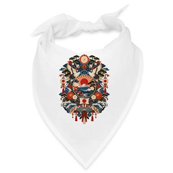 Japan | Fuji, Kraniche & Wellen - Bandana - Weiß - Vorne
